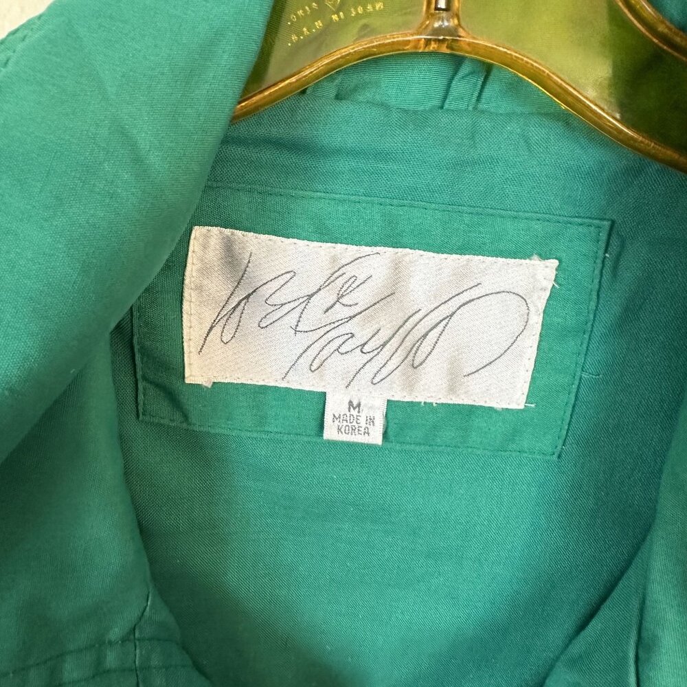 Vintage Nylon Windbreaker Jacket Blue & Green 90s Style XL Korea Unisex Zip Up - Picture 2 of 11